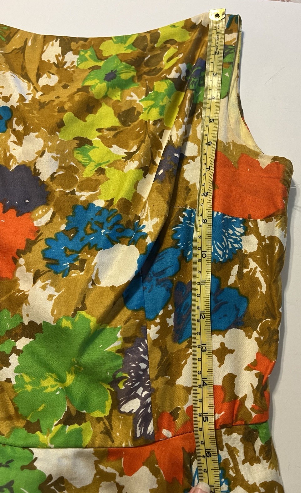 VTG 50s 60s Jay Herbert Bold Vibrant Floral Flower Power Full Circle Dress XS S