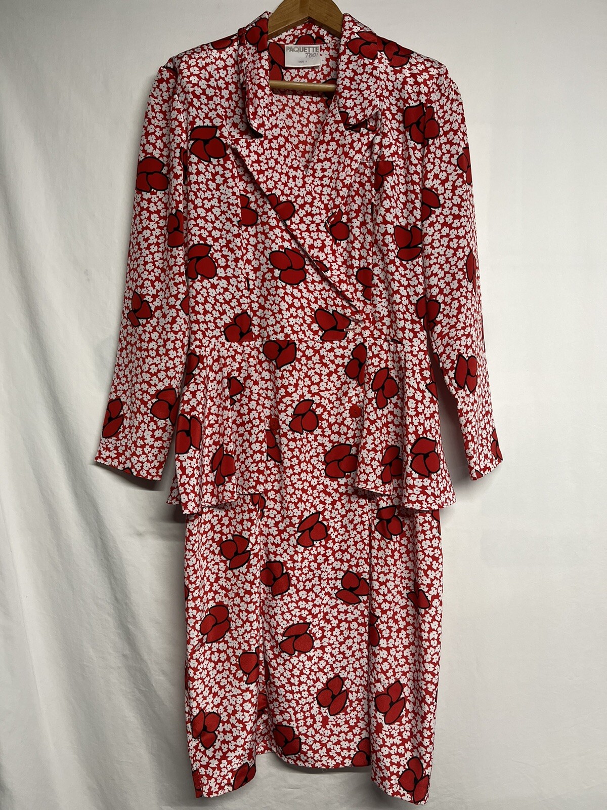 Vtg 80’s Paquette Too Dress Floral Color Red Size 8