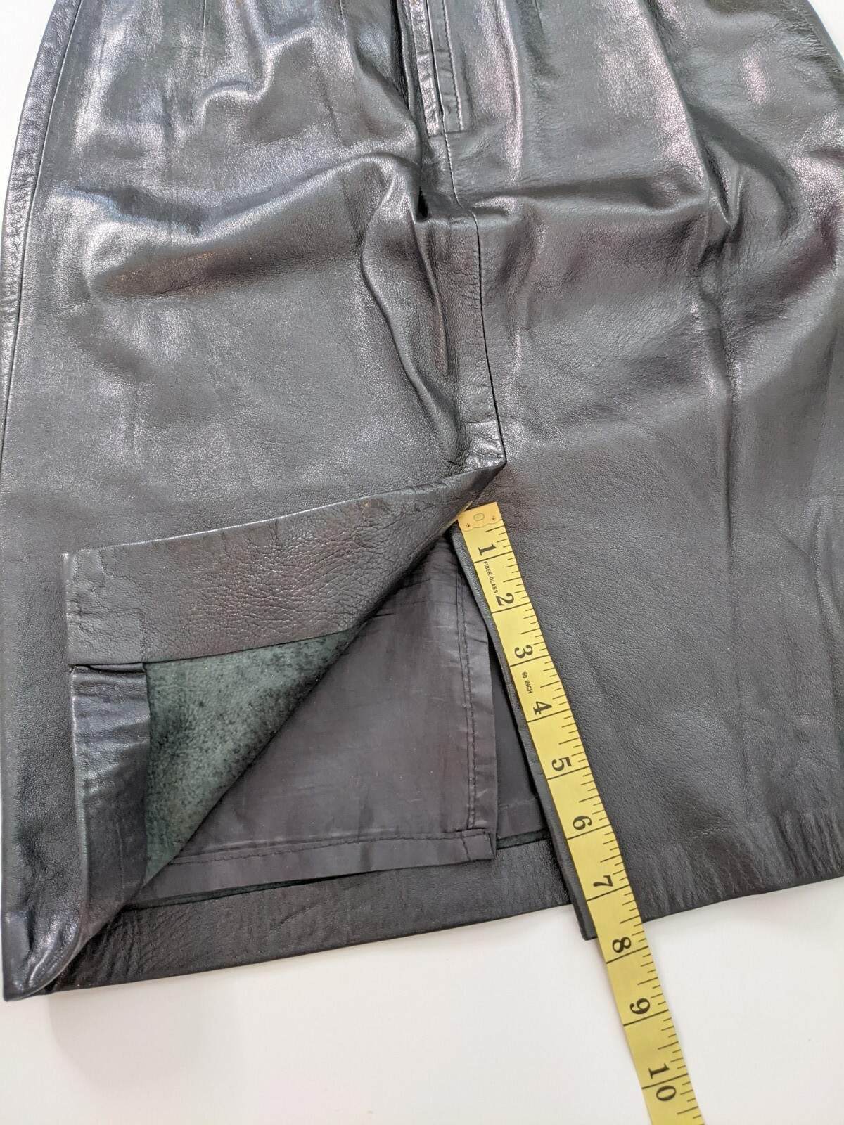 Maxima For Tannery West Vintage Black Leather High Waist Skirt 90s Size 4