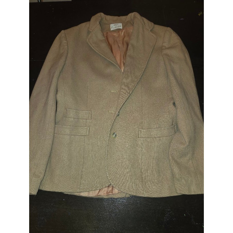 Ah! Austin Hill Womens Tan Wool Blend 3 Button Blazer Jacket Lined Vintage