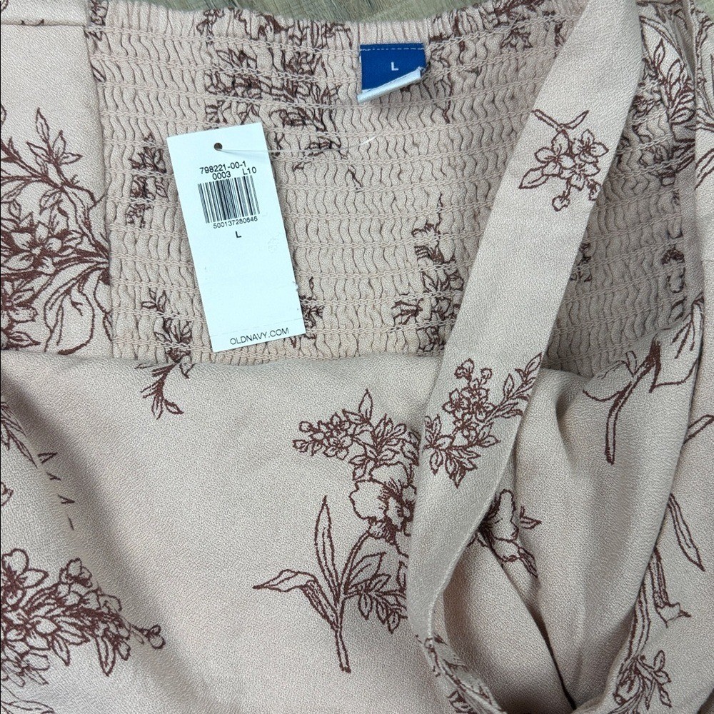 Old Navy Floral Fit & Flare Midi Dress Dusty Rose Adjustable Straps NWT Large