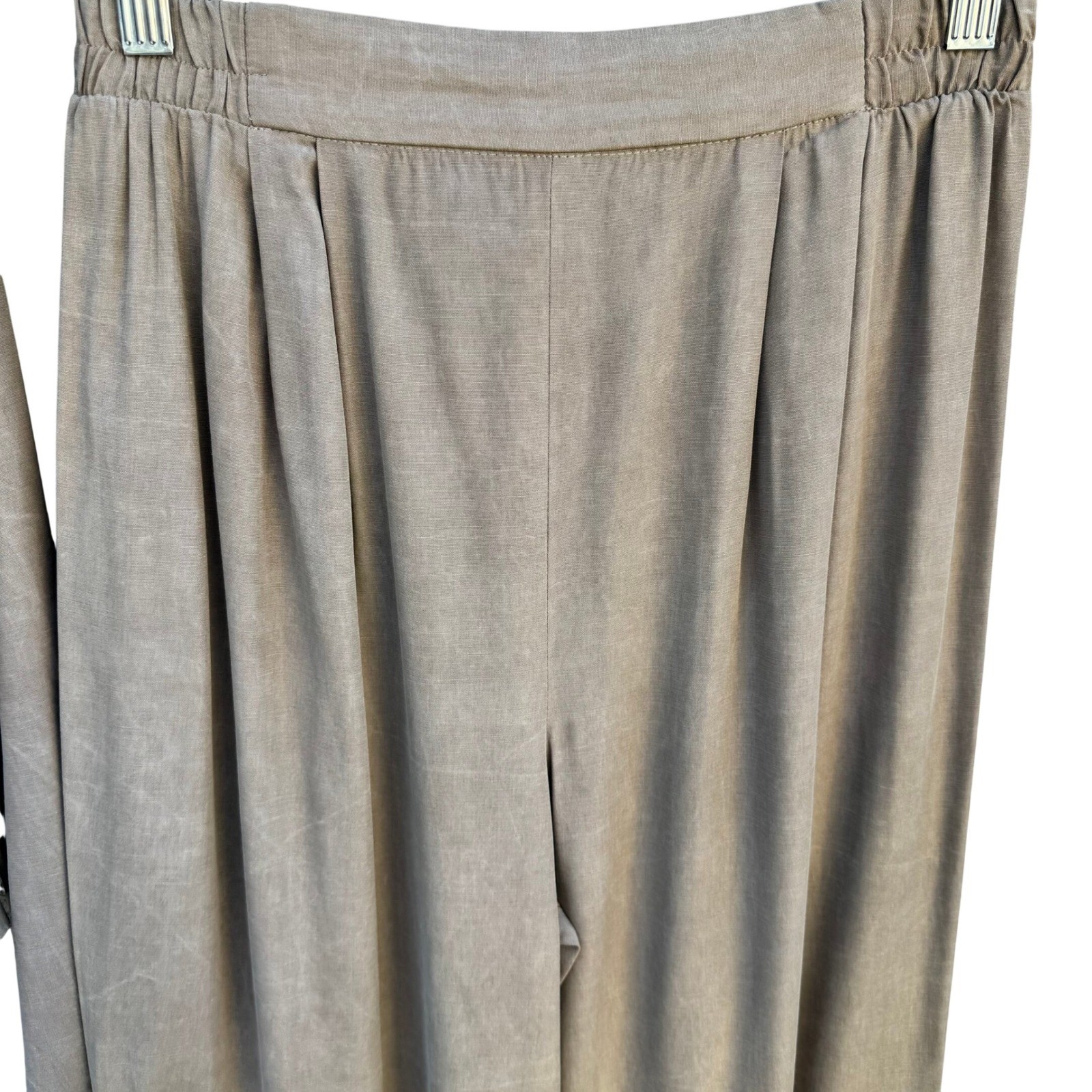 JSJ Petites Vintage 90s Mixed Media Pant Set Tan Striped Minimalist Officecore S