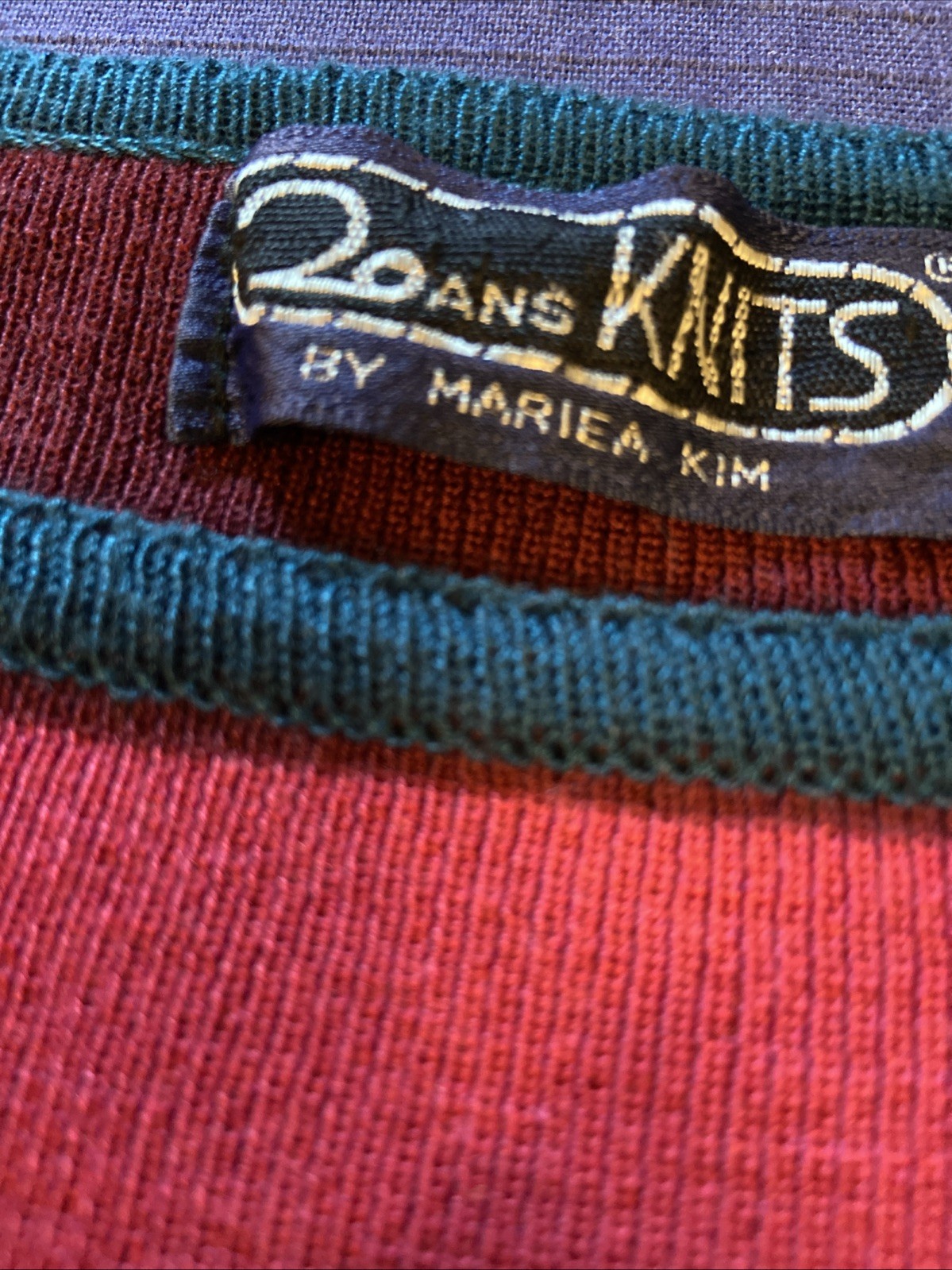 SWEATER sz S/M vtg 1970s 1980s 20 ANS KNITS by Mariea Kim rainbow stripes light
