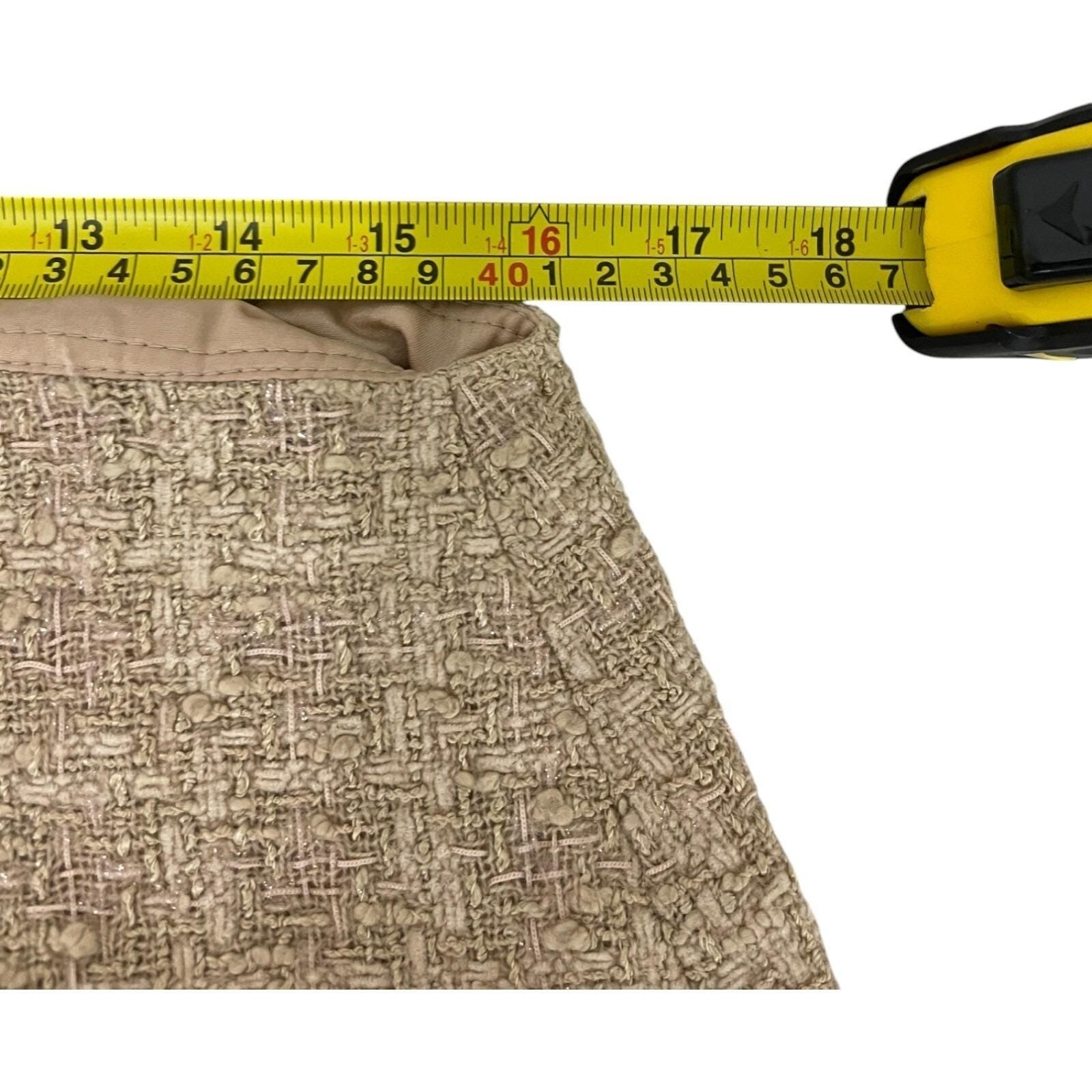 Vtg Tweed Skirt Fringe Hem CareerWear Neutral Professional 12 Teri Jon Sparkly