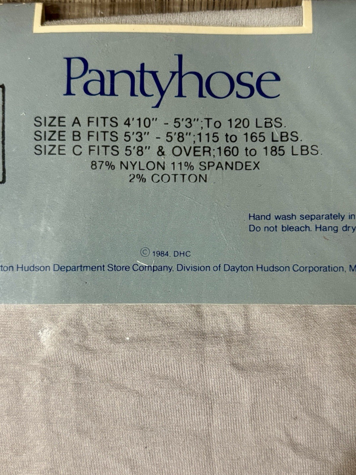 Vintage Summit Hill Pantyhose Dove Grey Size A NOS Hudson’s 1980s