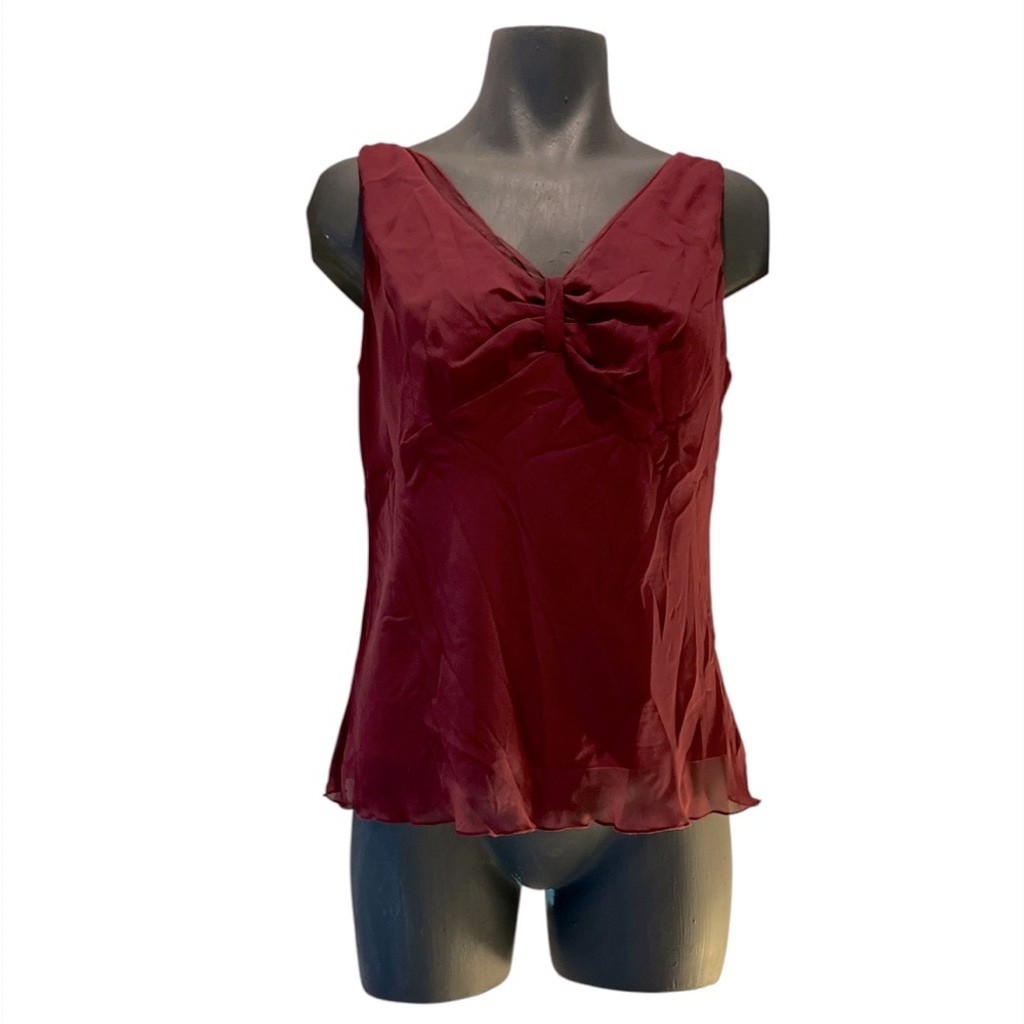 b.i.y.a.y.c.d.a. Stylish Burgundy V-Neck Sleeveless Blouse