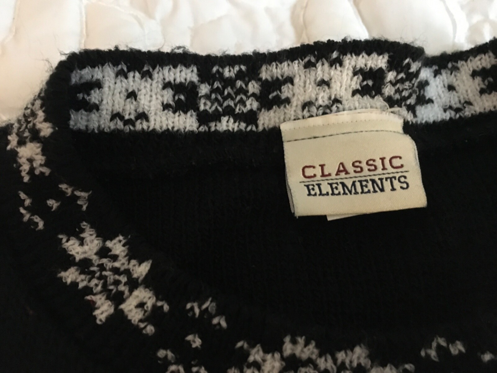 Vintage Classic Elements Ladies Print Pullover , lge, Black White Red
