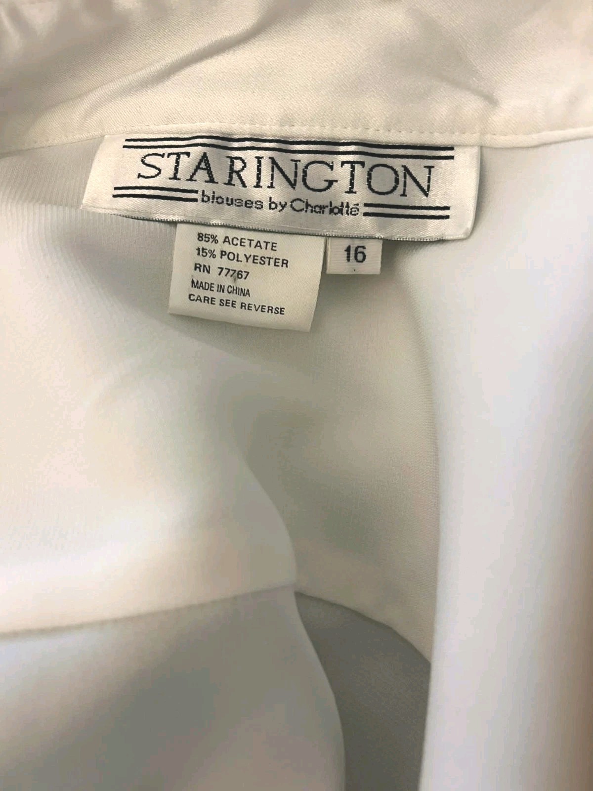 Vintage 80s Starington White Statement Blouse Black Stripe Twee Coquette Size 16