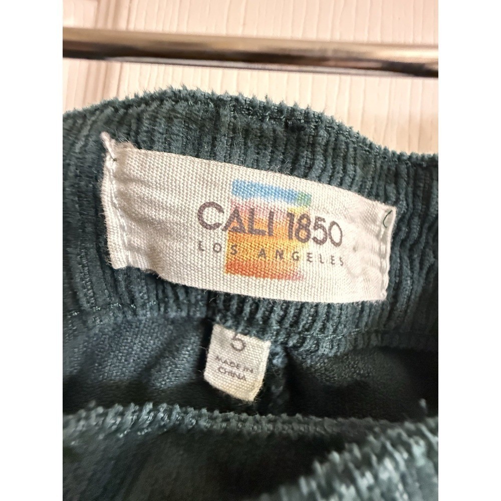 Cali 1850 Corduroy Pants Women 5 Teal Green High Rise Wide Leg Retro Boho