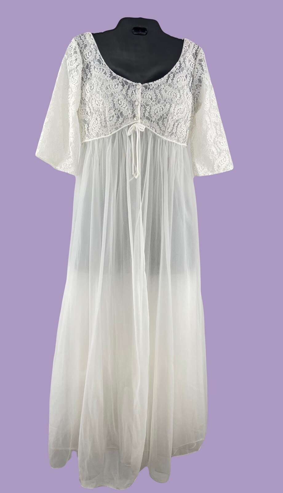 Vtg Lisette Al Sterling Lingerie Nightgown Bridal Peignoir Robe Set Size 32