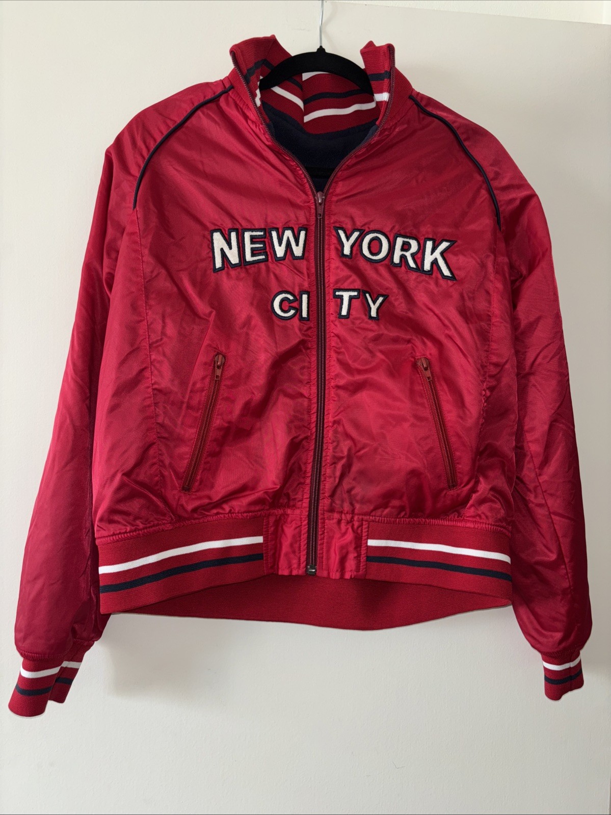 Vintage NY Classics Sports New York City Women’s Bomber Jacket Sz L 80s 90s EUC