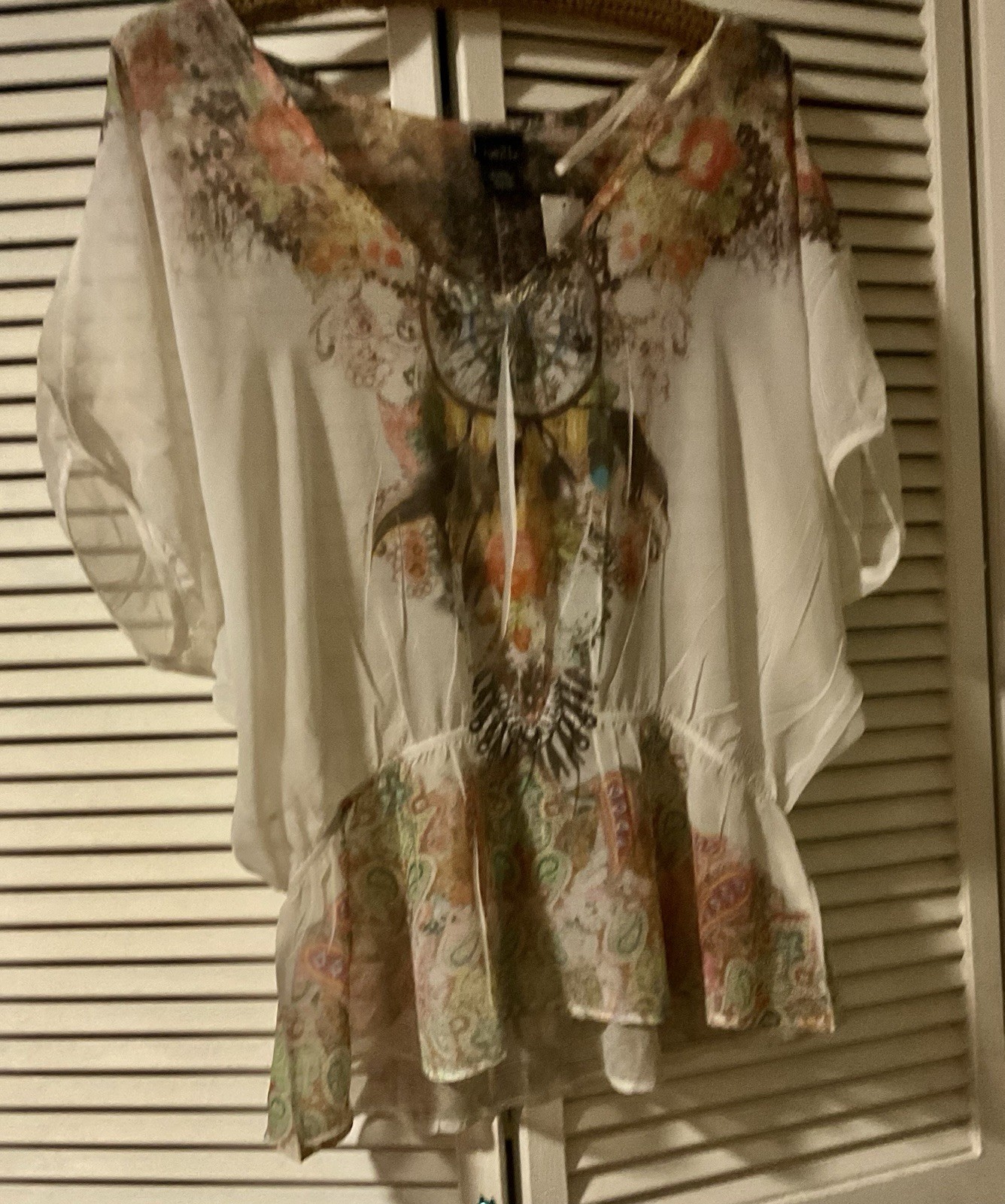 Vintage 1990 Blouse X Large Native American Design Medicine Wheel NWT