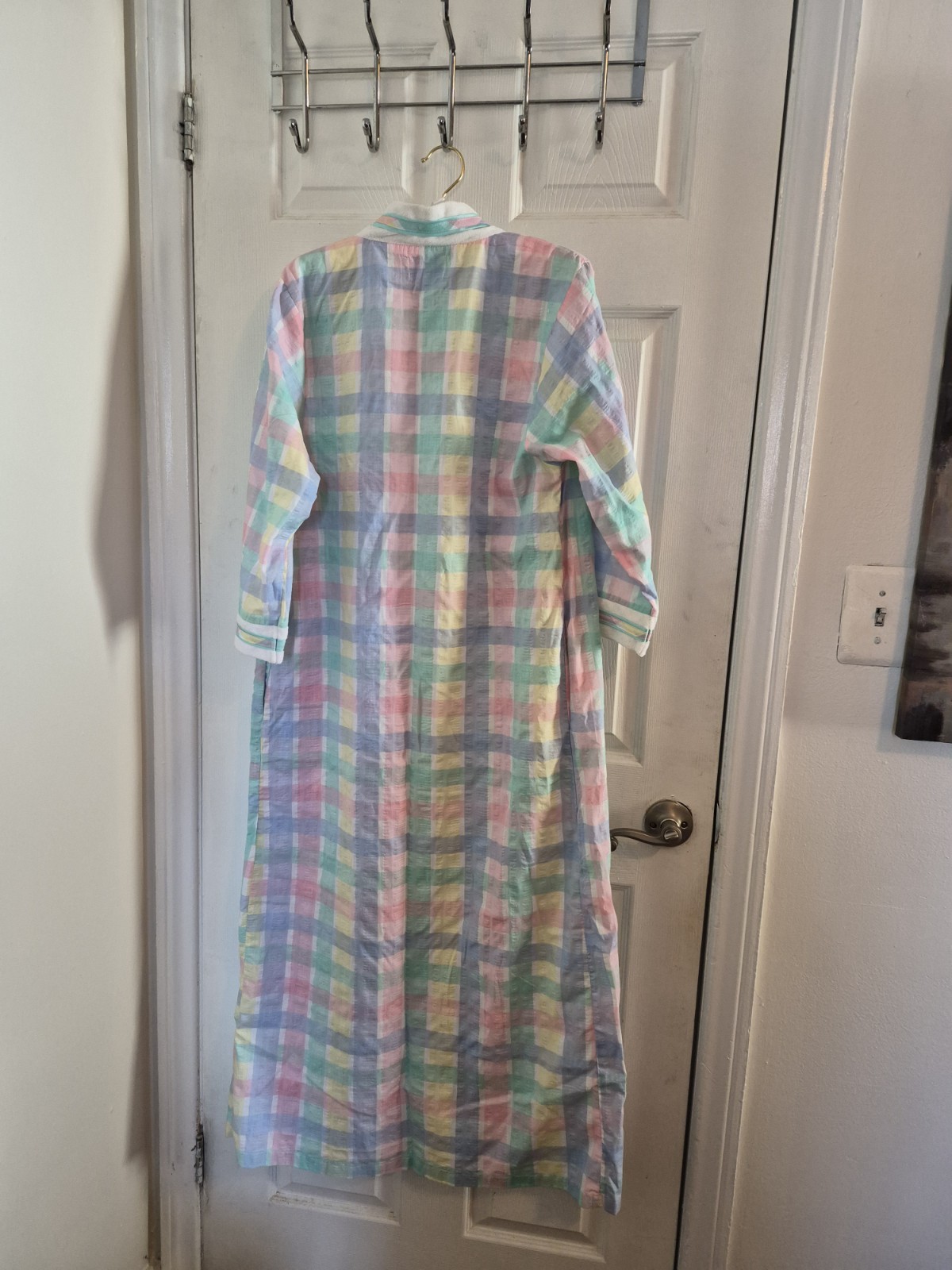 Leisure Life vintage housedress/coat Long SZ S multicolor Zipperfront