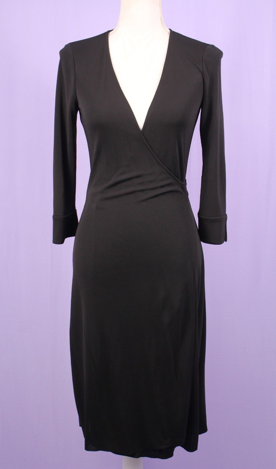 VTG Women’s NWT Black Diane Von Furstenberg Julian Wrap Dress Sz 6 / XS/S