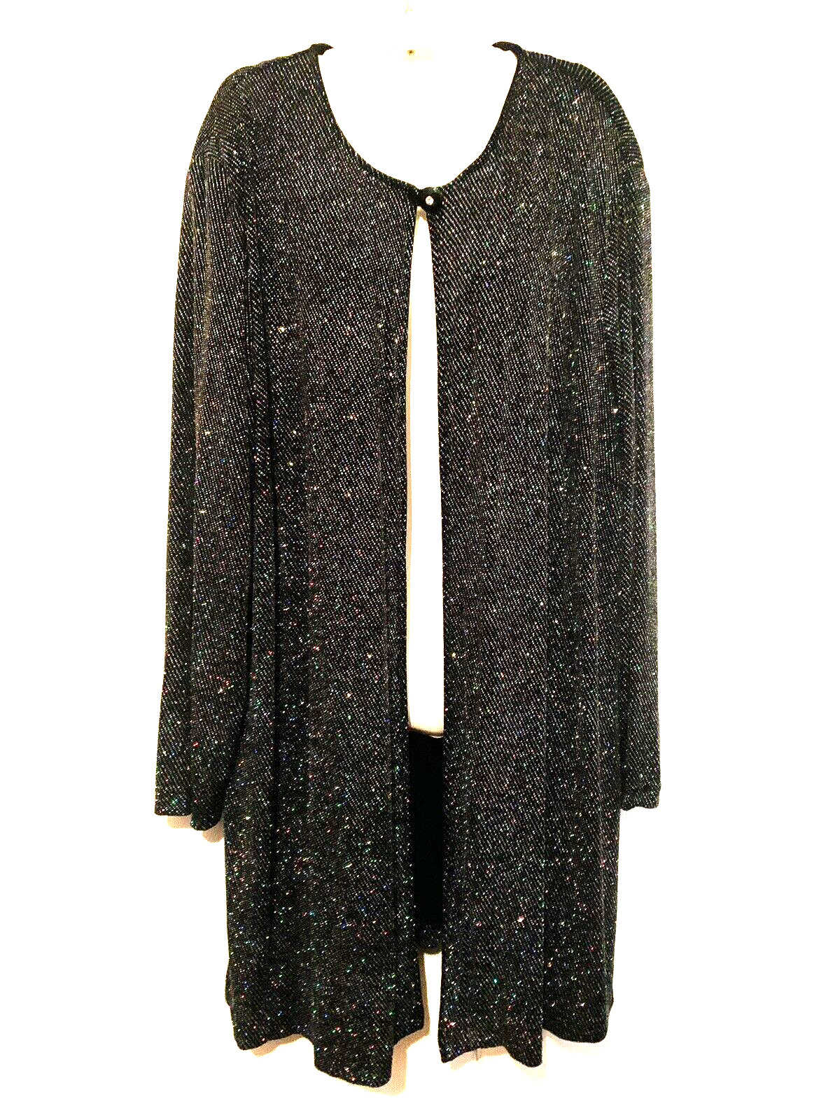Vintage Ronni Nicole by Ouida Woman 22 Eveningwear Black Sparkle Open Midi Tunic