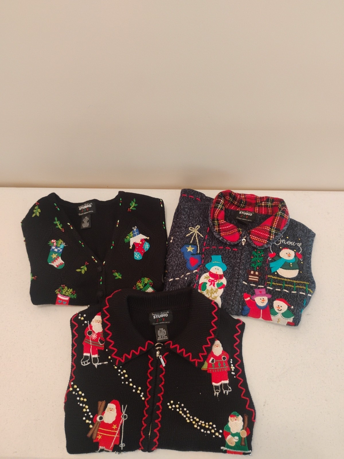 Designers Originals Studio Joy Christmas Sweater Vest Lot Of 3. Size PM. 'Ugly’