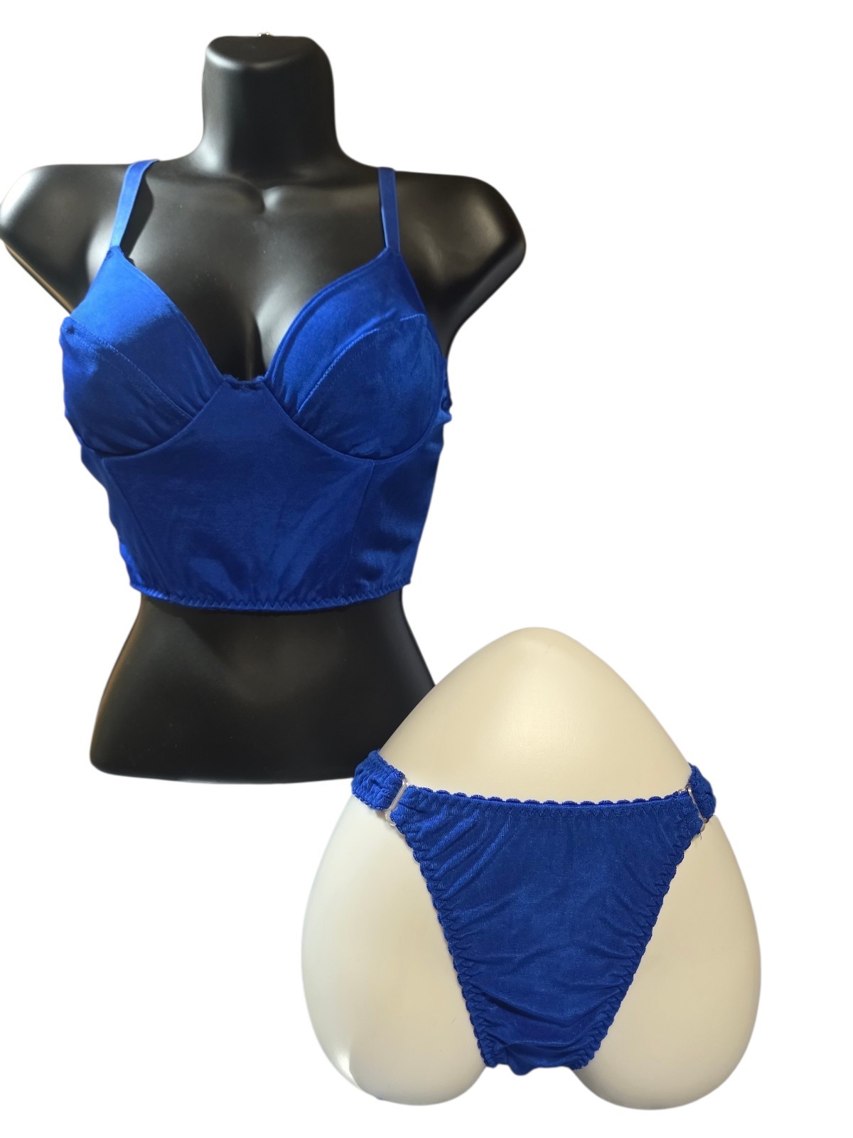 Vintage ESCANTE Royal Blue Bralette & Panty Set NWT Size LARGE