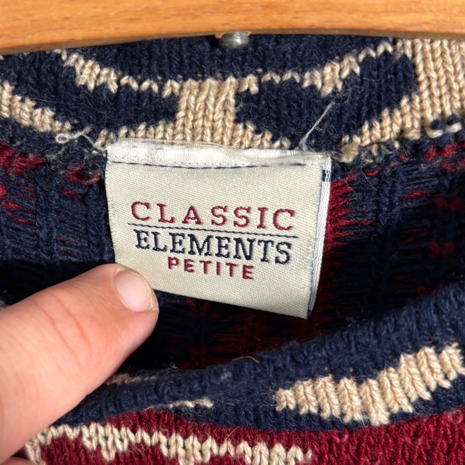 Classic Elements Vintage 90s Patchwork Heart Rose Knit Sweater Petite Large USA