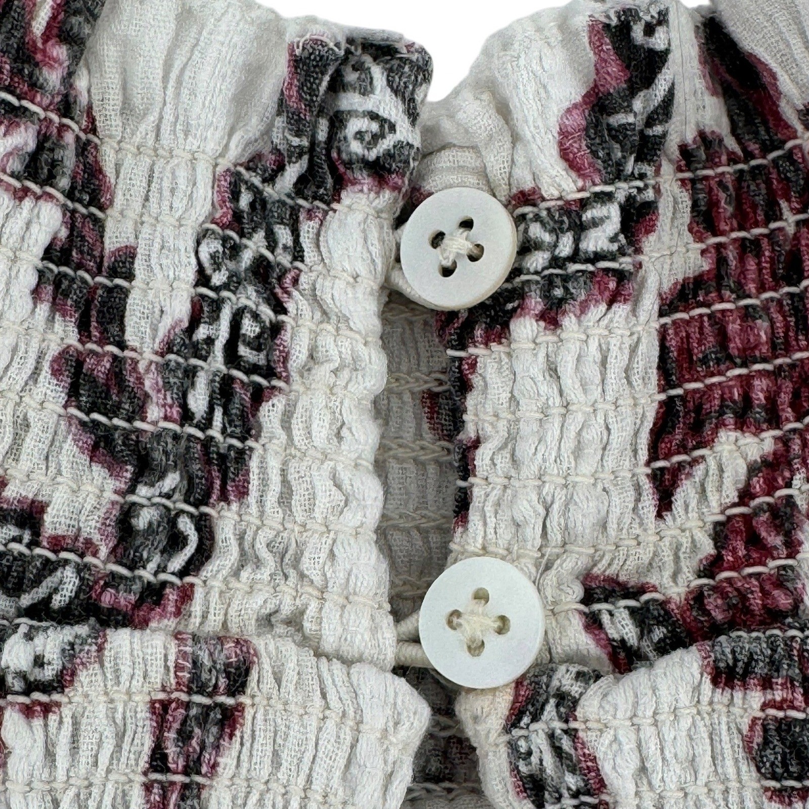 Joie Mika Floral Smocked Mock Neck Blouse XS Beige Rust Boho Cottagecore EUC