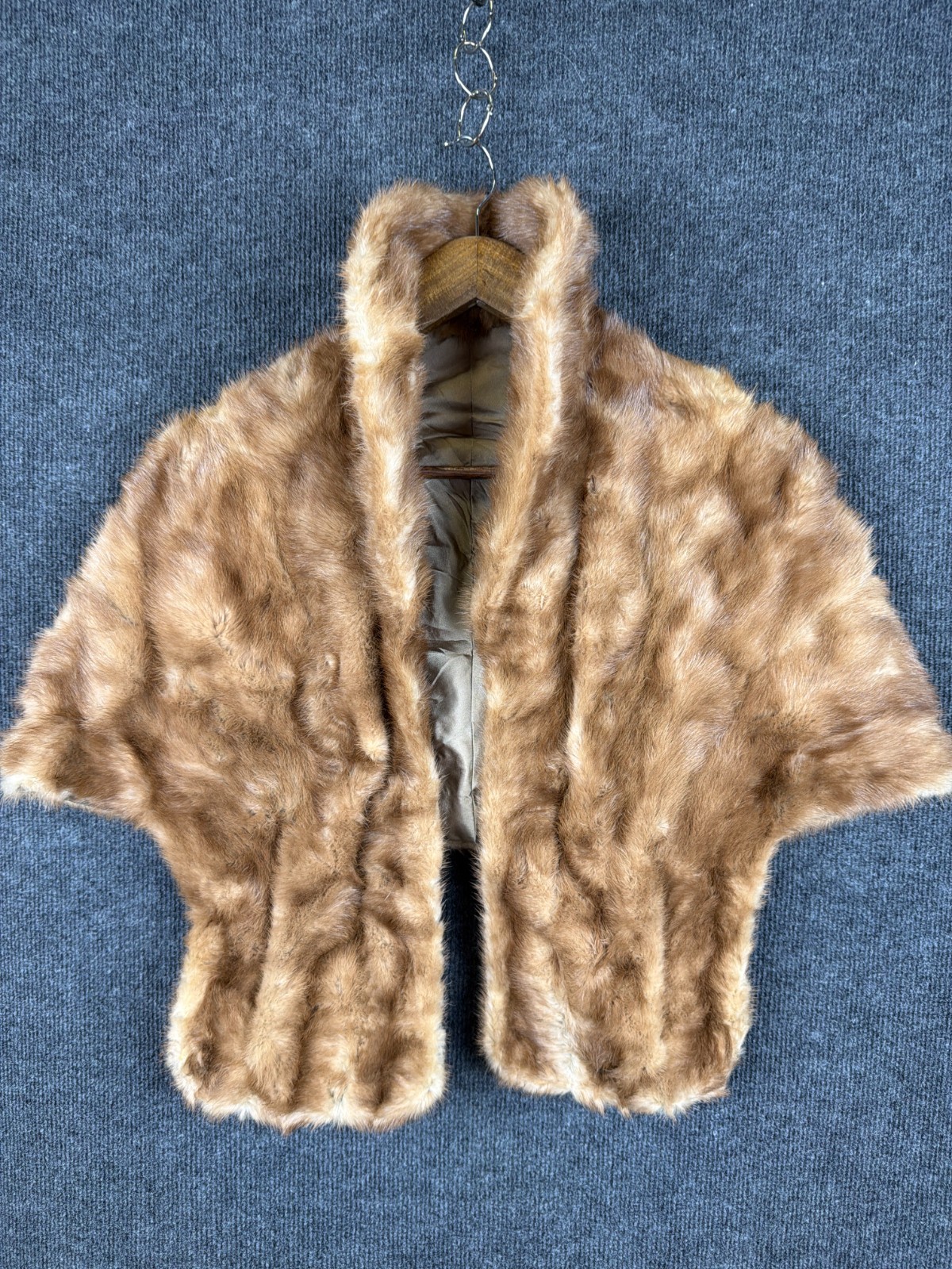 Vintage Mink Fur Stole Wrap Cape Shawl Honey Blonde Bridal Evening Coat