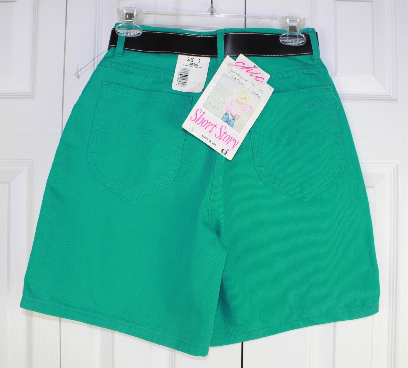 Vtg Womens CHIC 1990s green High waist denim shorts NWT NOS MOM 9 Juniors Y2K