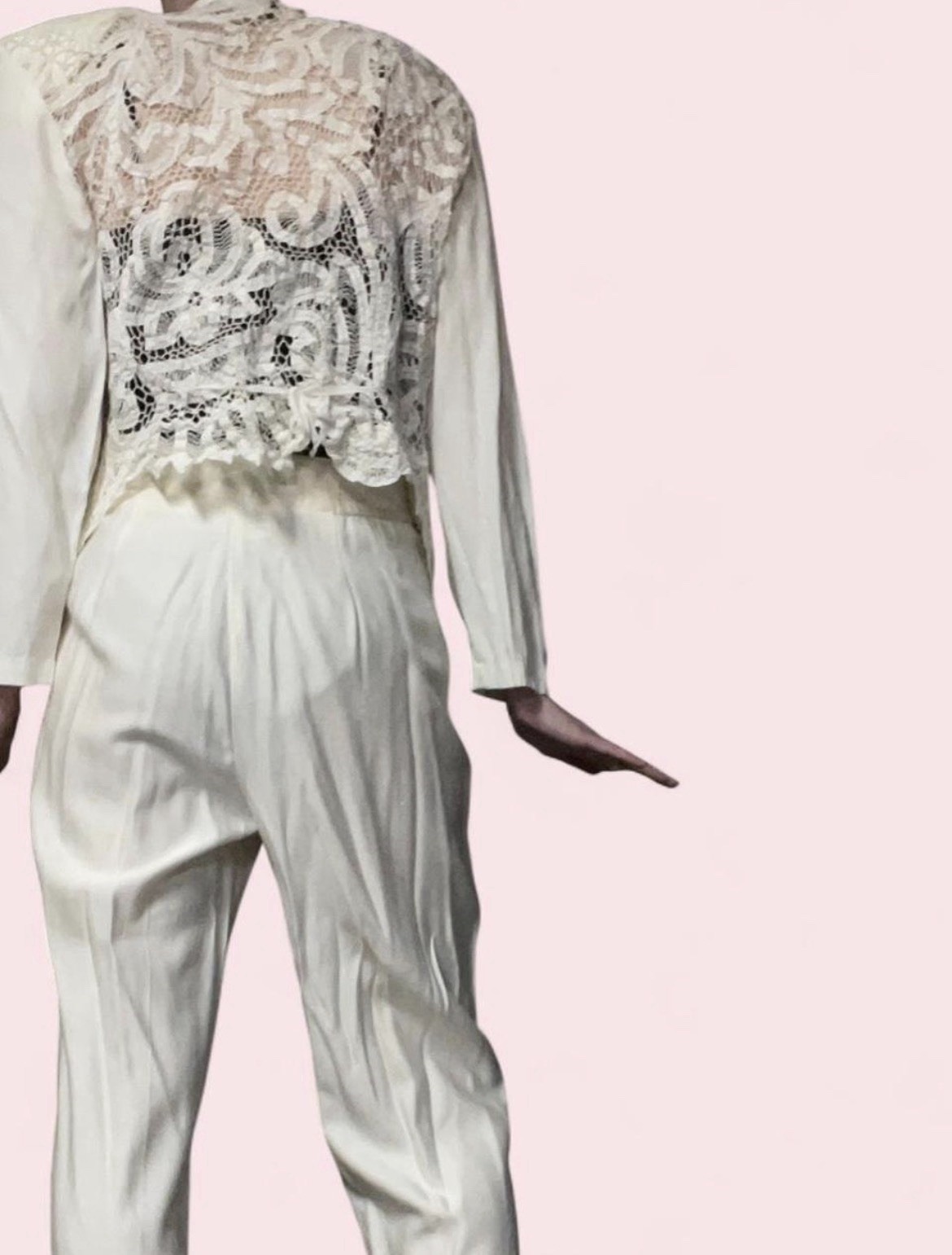 Vintage 80s Cream White pantsuit set