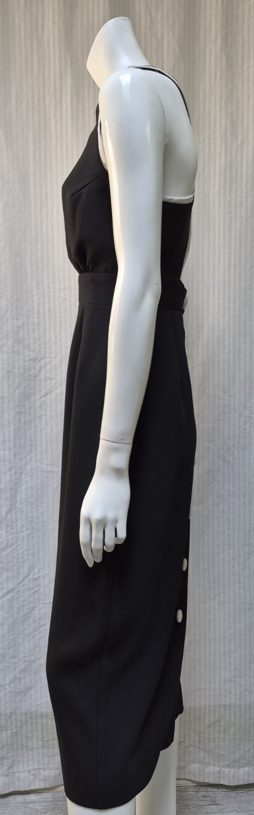 Vintage 1990’s DATIANI Black White Trim Button Back Dress – Size XS/S – EUC
