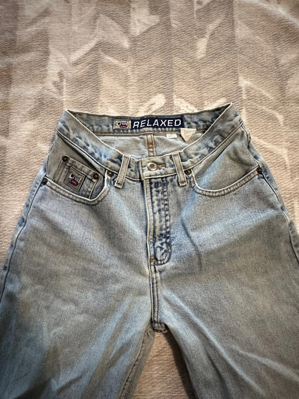 Vtg Cruel Girl Womens Relaxed Fit Jeans Size 3 24×31 High Waist Light Wash Denim
