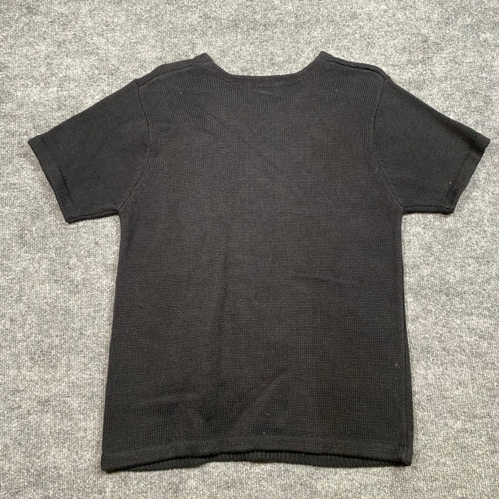Victoria Harbour Vintage Black Tropical Beach Knit Sweater Short Sleeve Beaded M