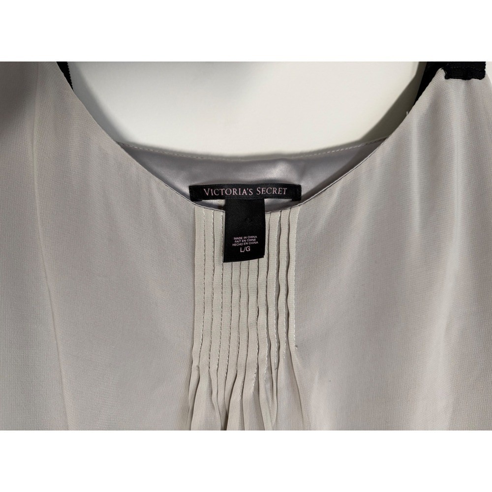 Vintage Victoria’s Secret Grey Black Lace Trim Ruffle Slip Dress Chemise L
