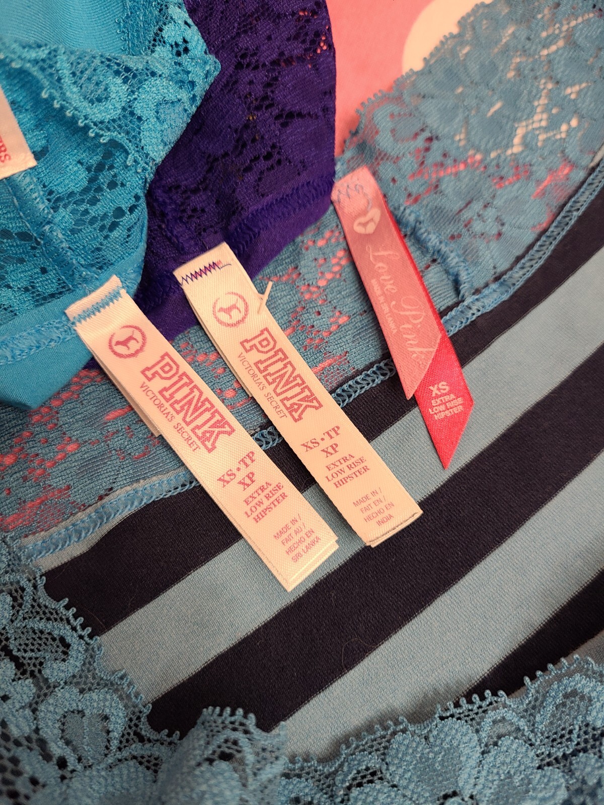 Y2K Vtg VS PINK 3pk Extra Low-rise Hipster Panties Size XS 💙