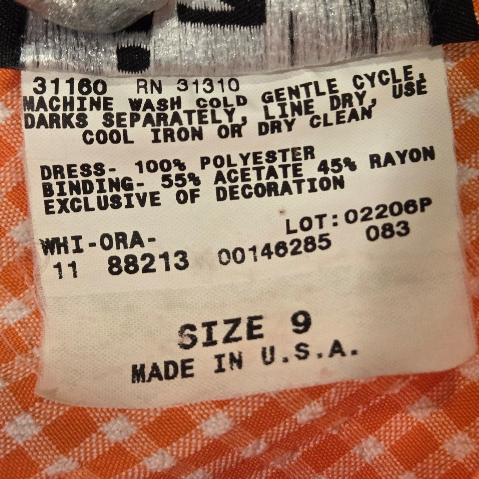 Vintage IZ California Gingham Sleeveless Mini Dress Juniors Size 9 Orange White