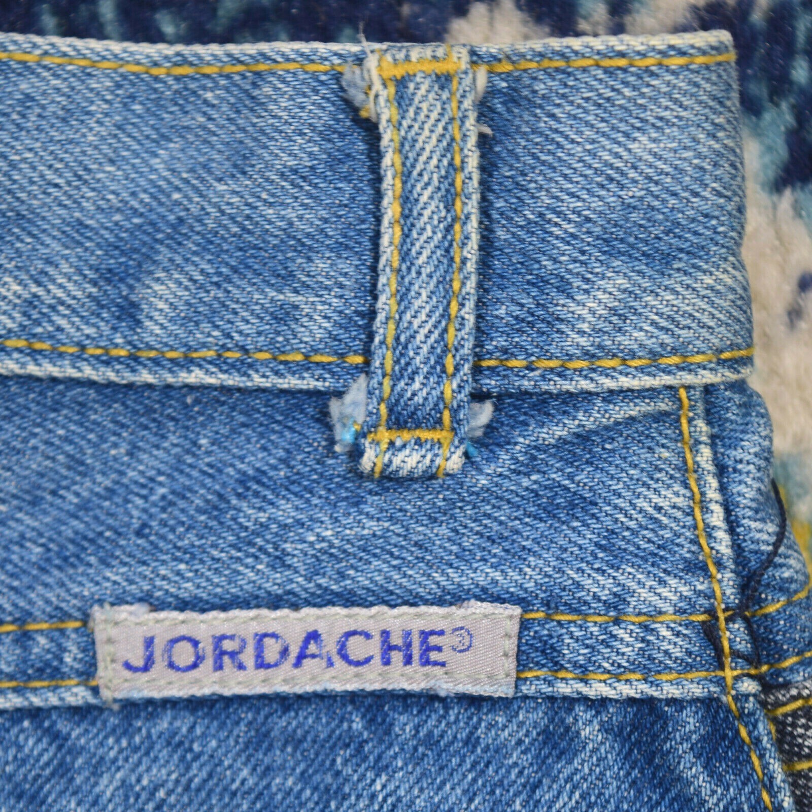 Vintage Jordache Jeans Skirt 27-28 x 19 80s 2 Tone Blue Gray Pocket Detail cute