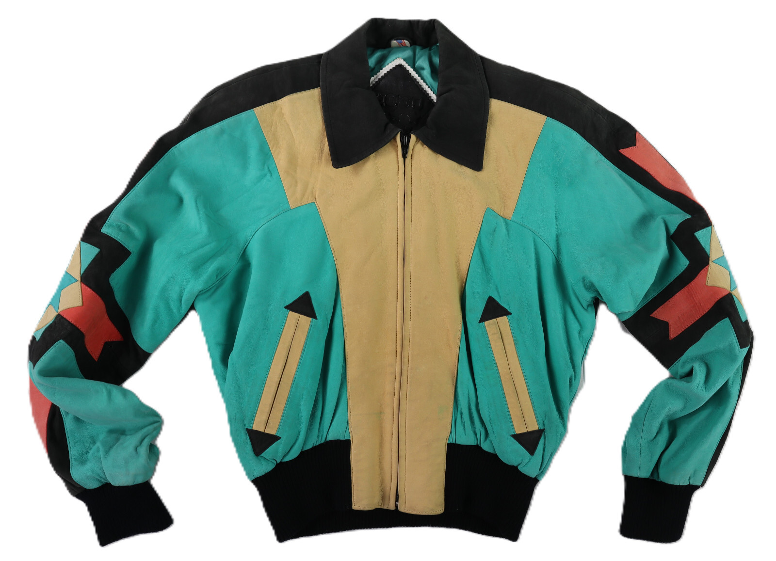 Vtg 80s 90s HOBO Michael Hoban North Beach S Turquoise Southwest Leather Jacket