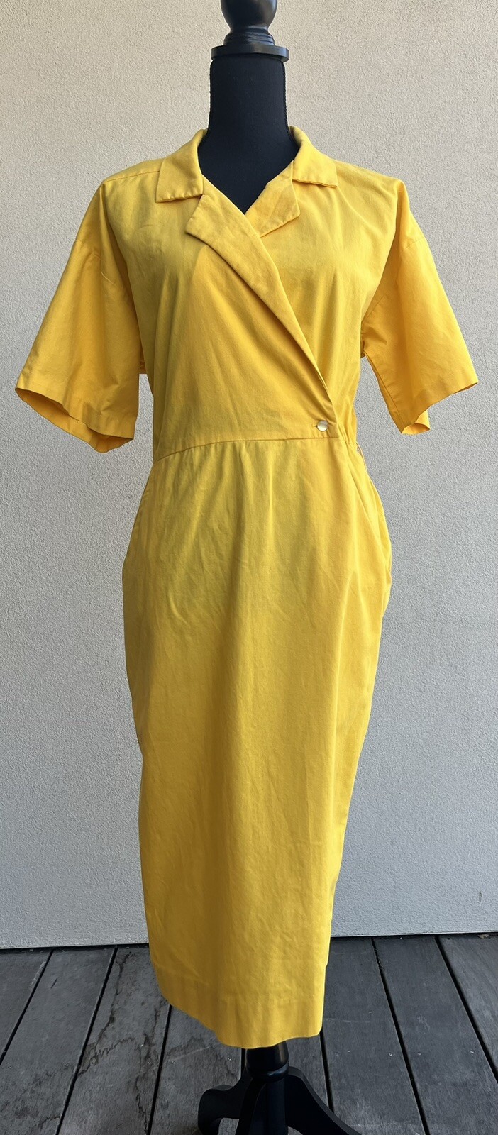 Vtg 70s Vicky Vaughn Cotton Mustard Midi Wrap Dress – ILGWU Union Made Size M/L