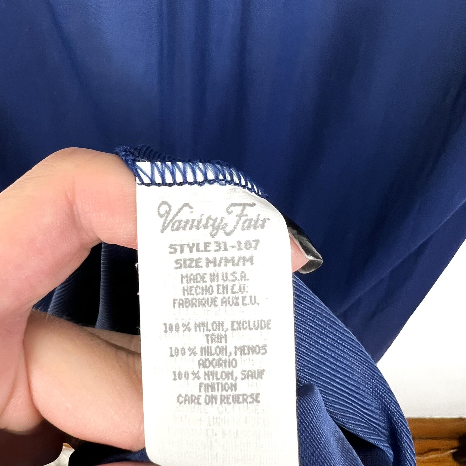 Vanity Fair Vintage Nightgown Blue Nylon Small Medium Robe Slip Set USA Made