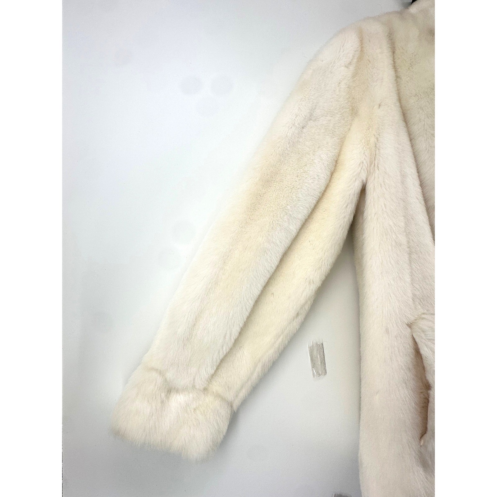 Vintage Gino Rossi Tissavel France Faux Fur Jacket Cream Made in England Women