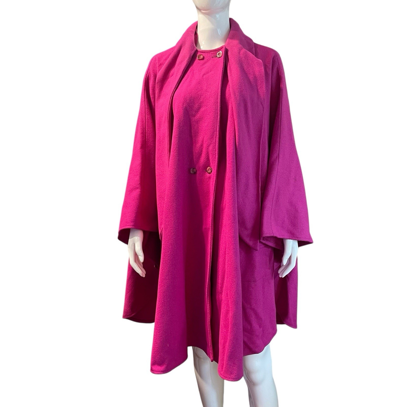 Vintage Country Pacer Wool Pea Coat Poncho Jacket Women’s Size XL 16/18 Pink