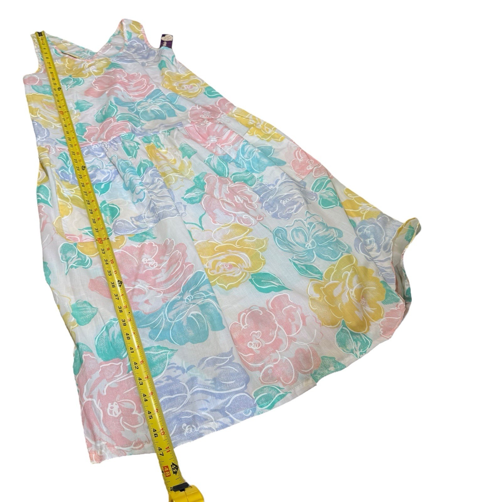 Vtg 80s Jennifer Dale Dress Dropwaist Floral Pastel Deadstock Cottagecore Retro