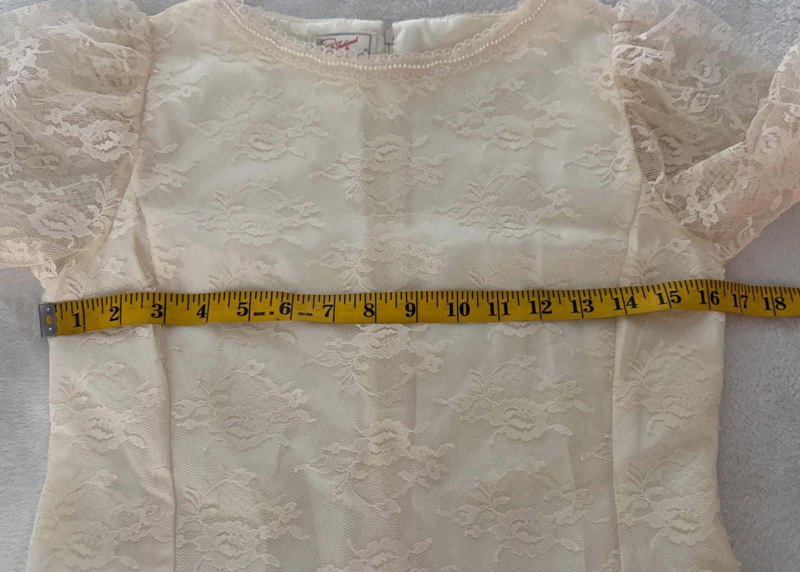 Vintage Handmade Ivory Mermaid Style Drop Waist Wedding Dress Lace Pearl S/M