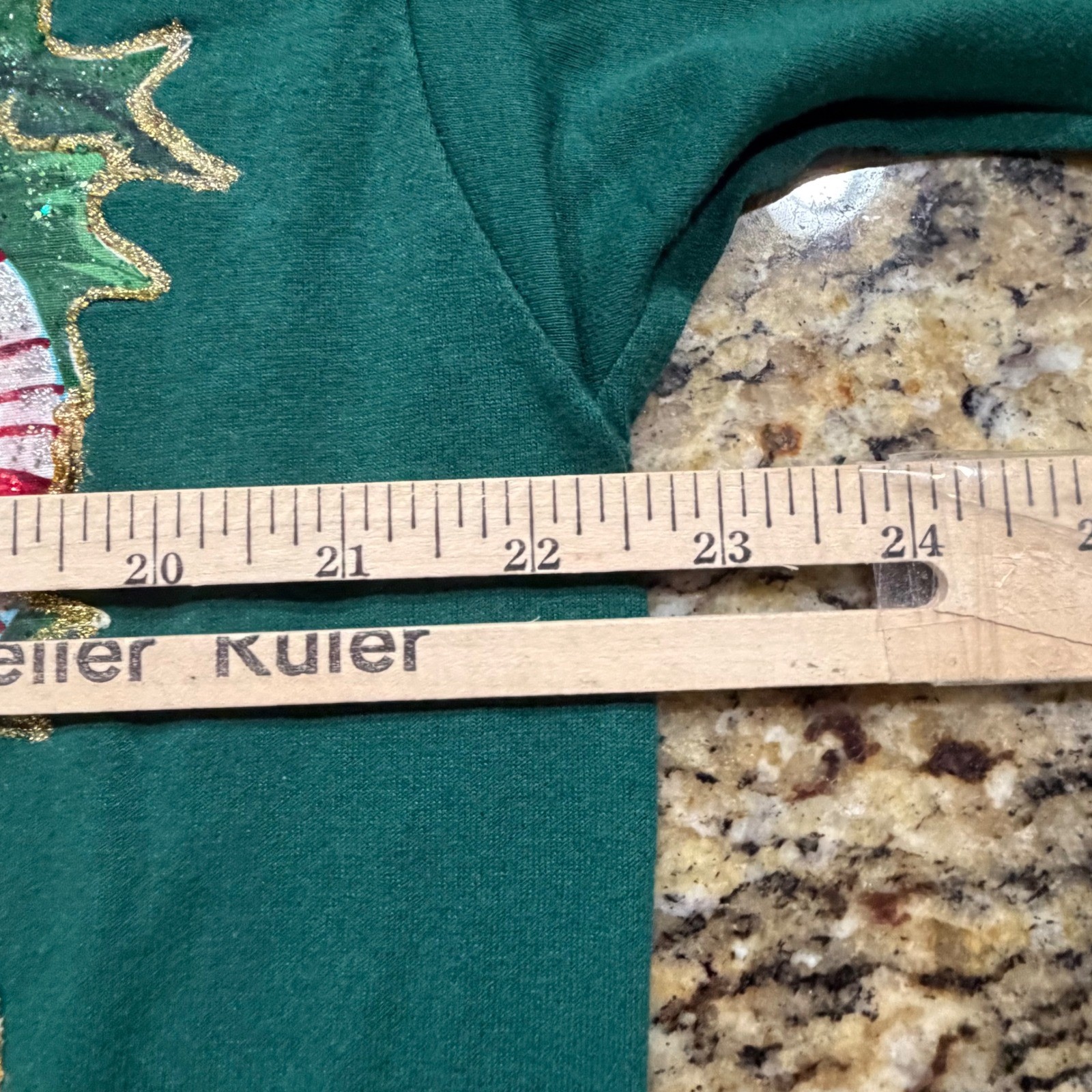 Vintage Hanes Christmas T Shirt XL Green Candy Cane Glitter Single Stitch 90s