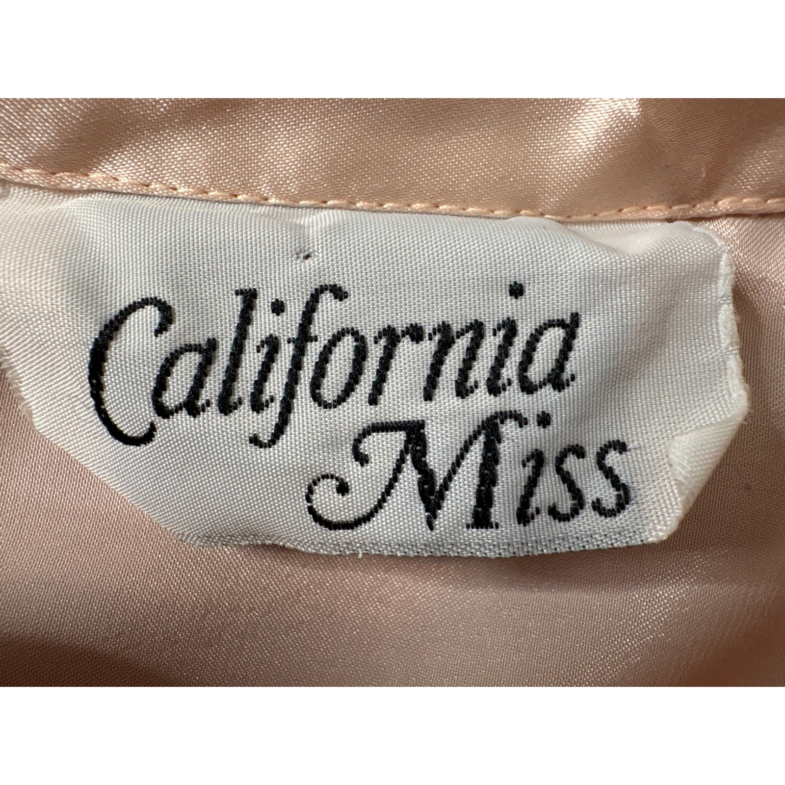 VTG 90s CALIFORNIA MISS Champagne Satin Button Down Pajama Top 2X Coquette Silky