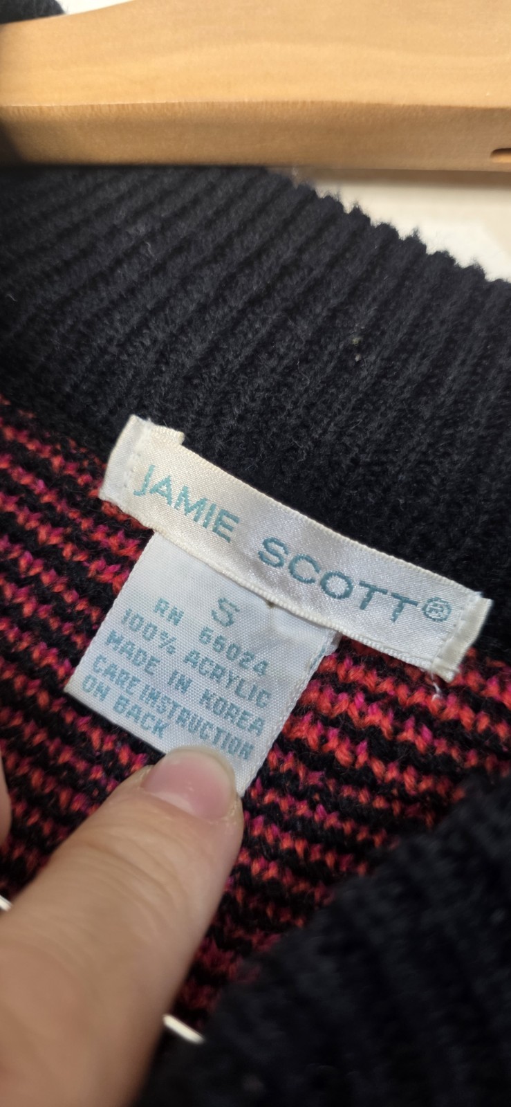 Vintage 80s Jamie Scott Retro Art Wear 3D Knit Sweater S Winter Polka Dot Crew
