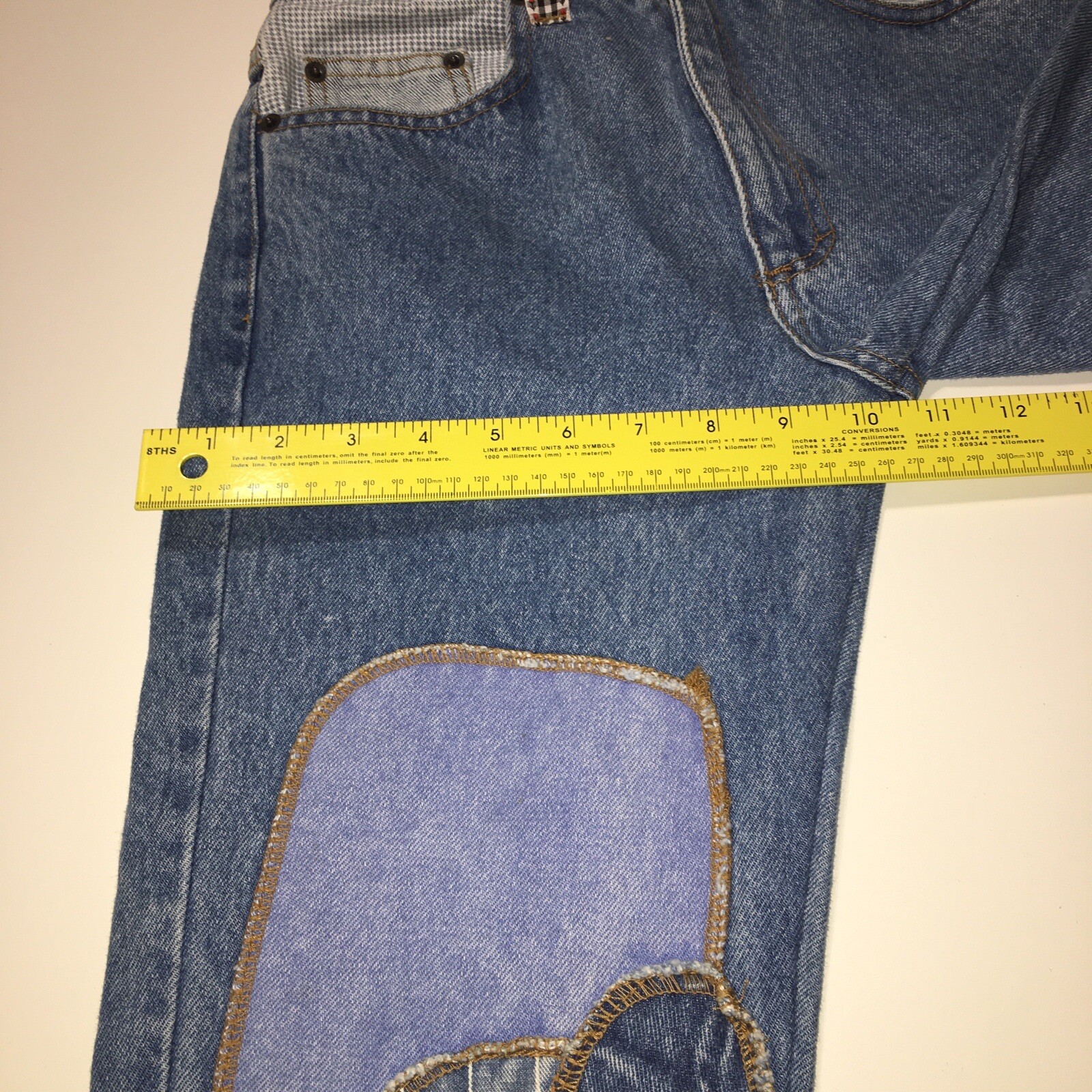 Vtg L.E.I Riding Wear Made in USA Jeans Patchwork Size 3 24×31 High Waist Mom