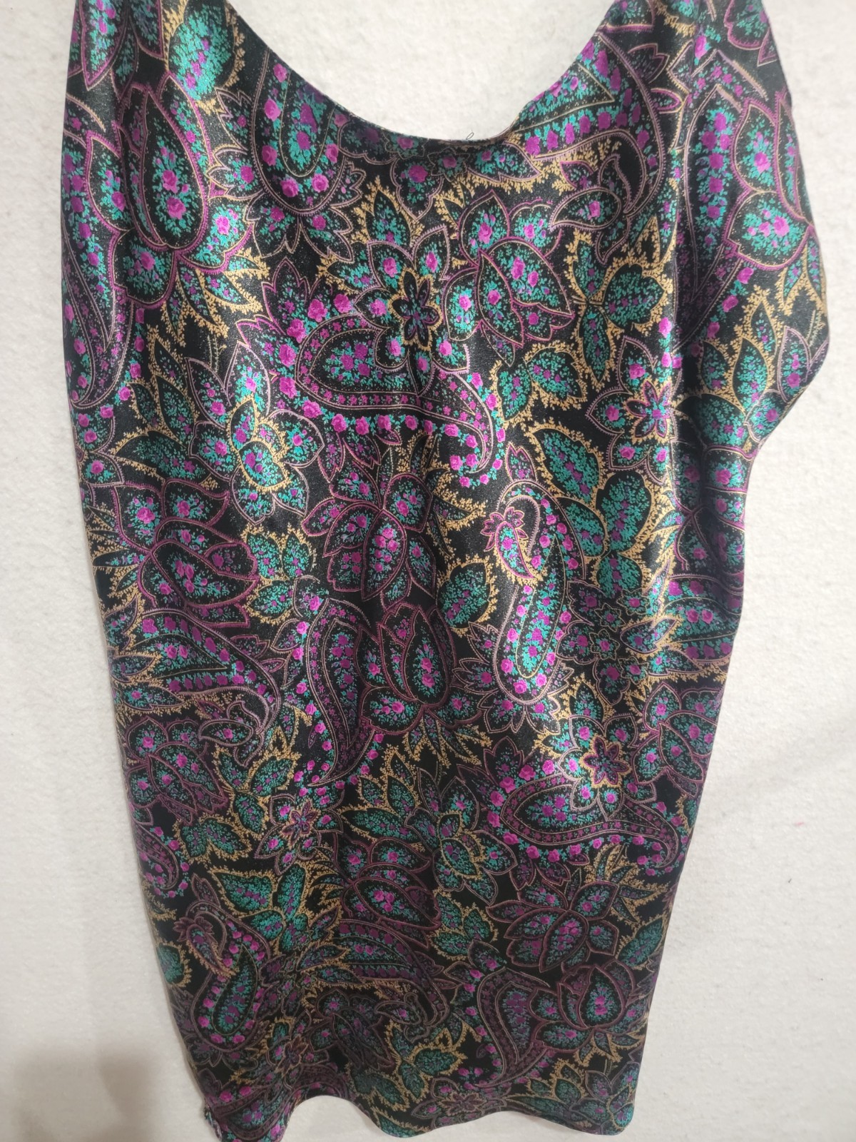 Vintage Circa 2000 Paisley Robe Camisole Set 2XL Made in USA Satin Lingerie 2pc