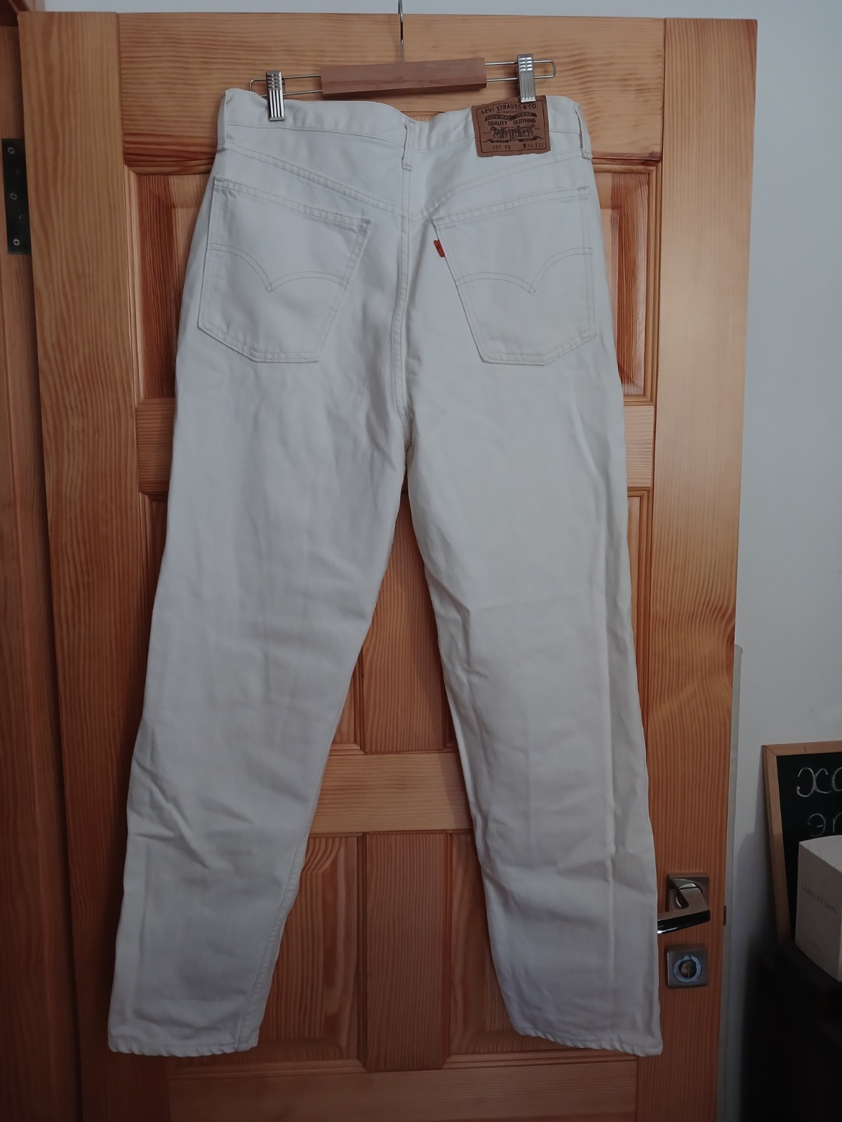 Vintage Levis 881 02 Orange Tab Jeans Off White Cream Mom High Waist W36 L32 90s