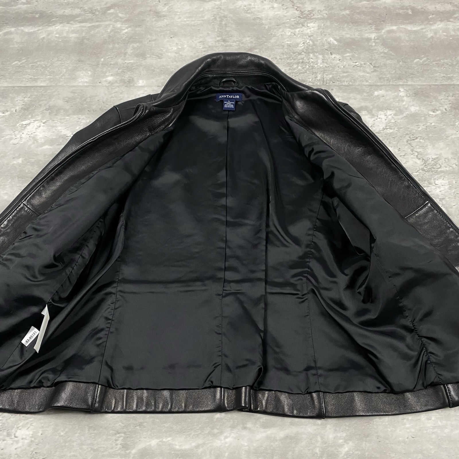 vintage 90s ANN TAYLOR black leather jacket L minimalist casual chick