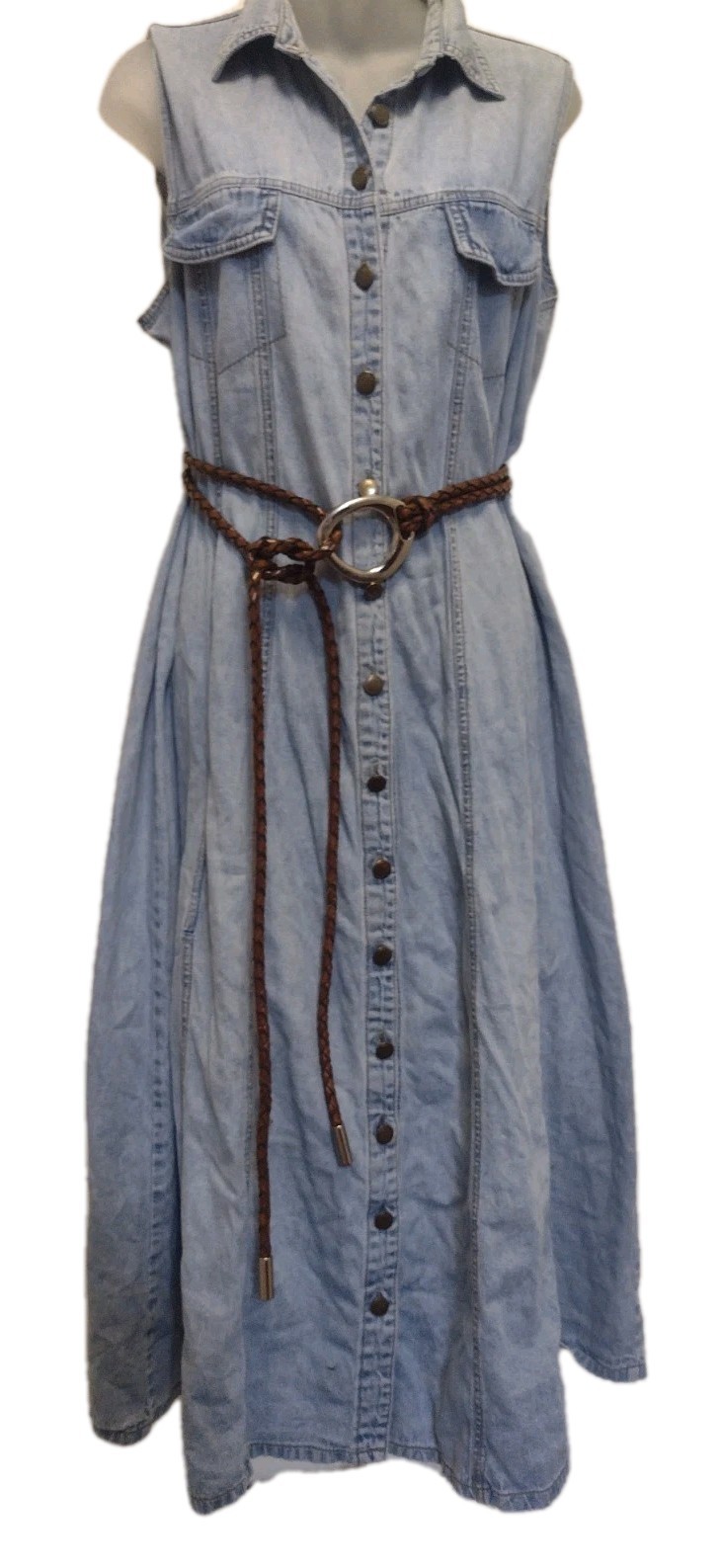 Vintage Switch USA Denim Maxi Dress Button Front Western Prairie Coastal Cowgirl