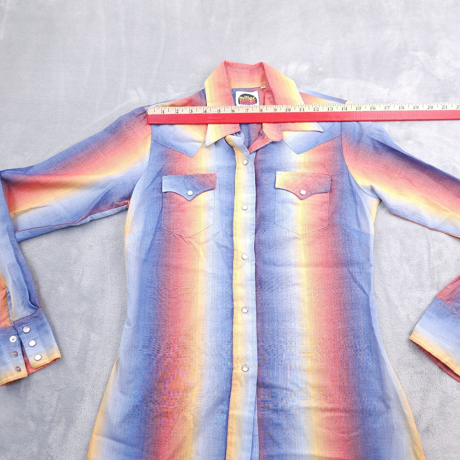 Vintage Western Rainbow Pearl Snap Shirt 12/34 Rockabilly Cowgirl Miller Disco