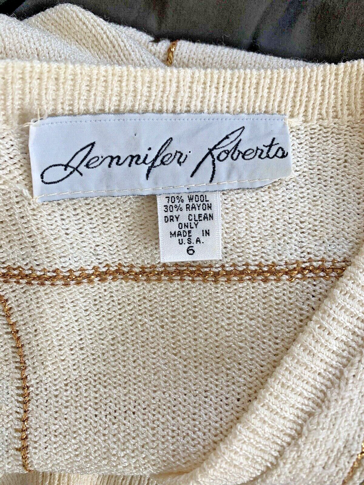 Vintage 1980s Jennifer Roberts Cream Santana Knit Sweater – size 6 Small